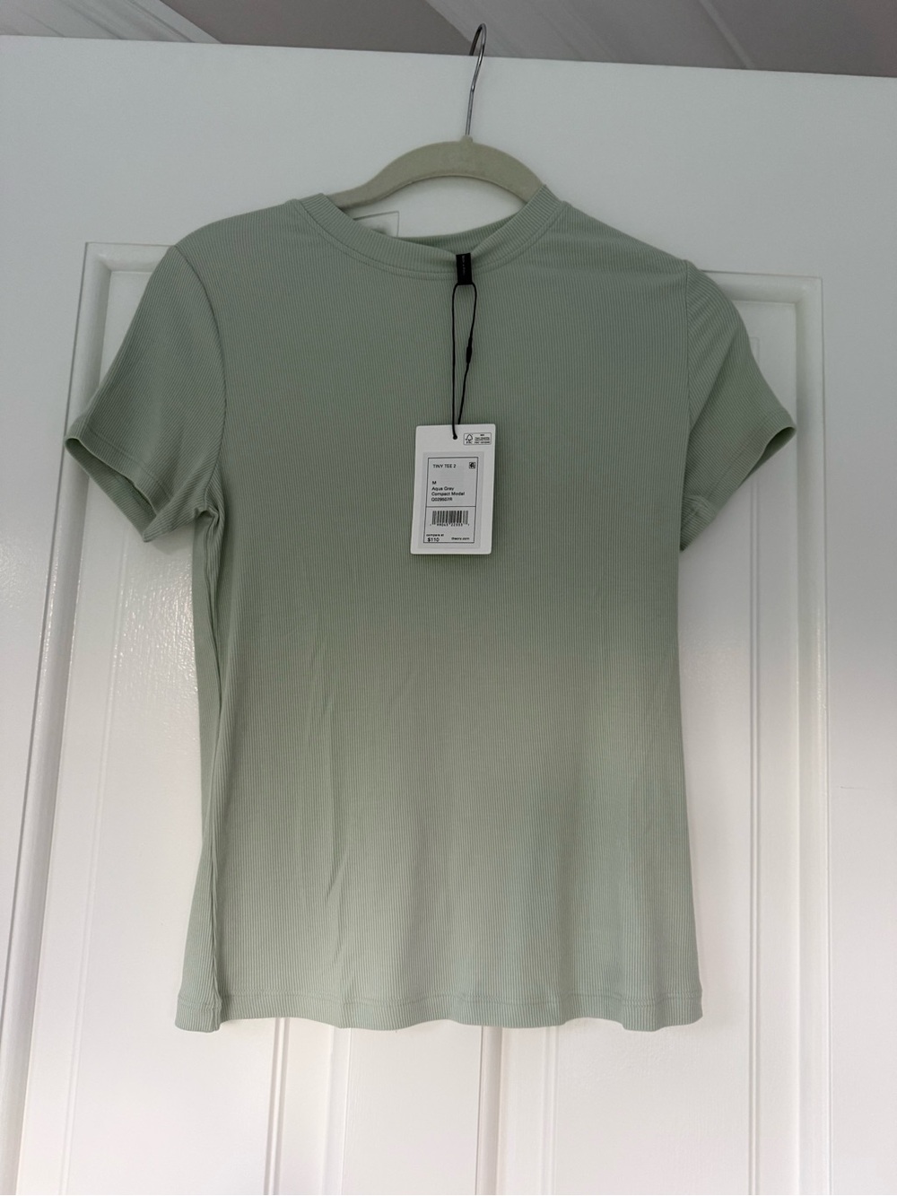 Theory Tiny Tee 2 “Aqua Gray” Compact Modal Shirt